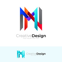 Letter M and N logo design combination with line , company design vector