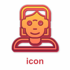 Gold Hacker or coder icon isolated on white background. Programmer developer working on code, coding, testing, debugging, analysing. Vector