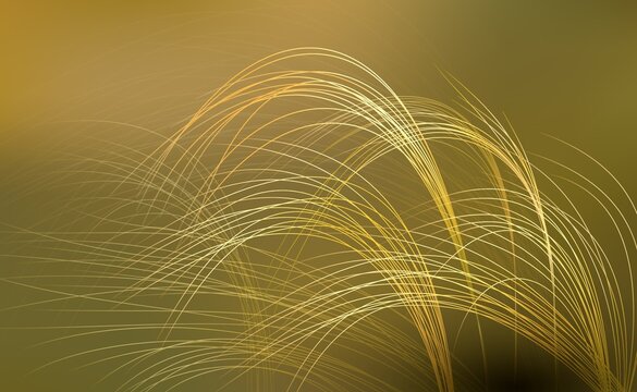 Background for a presentation on ecology. Landscape leaves grass and wind. Abstract vector illustration of steppe grass blown by the wind on a yellow-green background.