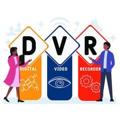 Flat design with people. DVR - Digital Video Recorder acronym. business concept background. Vector illustration for website banner, marketing materials, business presentation, online advertising