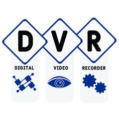 DVR - Digital Video Recorder acronym. business concept background.  vector illustration concept with keywords and icons. lettering illustration with icons for web banner, flyer, landing