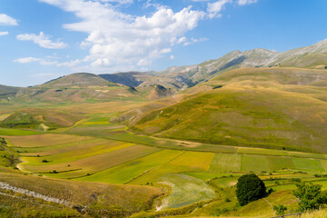 Castelluccio di Norcia beautiful fields landscapes in Marche region, Italy