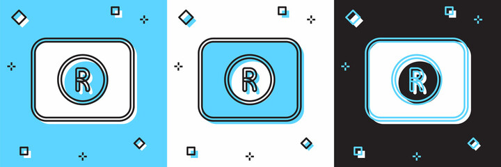 Set Record button icon isolated on blue and white, black background. Rec button. Vector