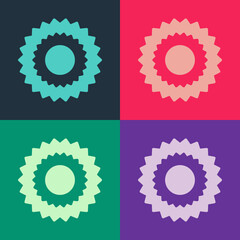 Pop art Sun icon isolated on color background. Vector