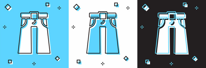 Set Jeans wide icon isolated on blue and white, black background. Vector