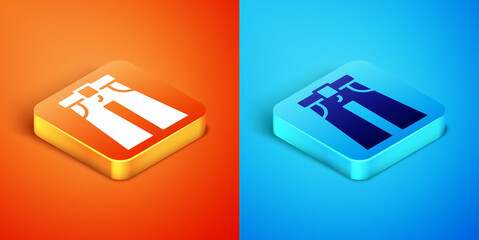 Isometric Jeans wide icon isolated on orange and blue background. Vector