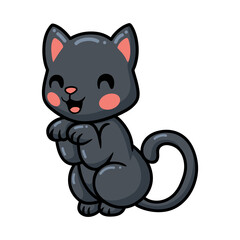 Obraz premium Cute black little cat cartoon posing