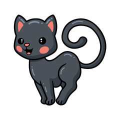 Cute black little cat cartoon posing