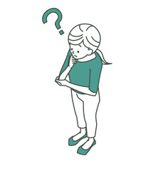 疑問に思っている女性-2色