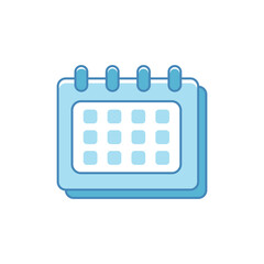Calendar icon with blue color isolated on white background