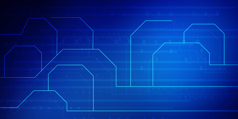 Fototapeta premium 2d illustration Abstract futuristic electronic circuit technology background