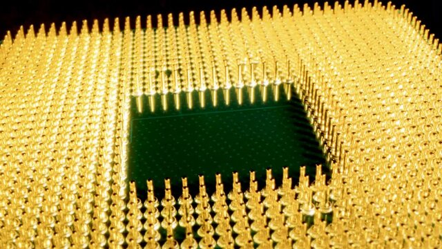 5nm CPU processor pins. Chip Fabrication laboratory. Supply chain shortage.