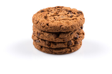Chocolate chip cookie isolated on white