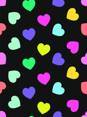 heart neon vector seamless pattern cute