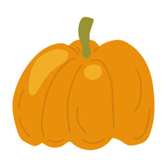 Obraz premium Sweet ripe whole pumpkin. Orange fall vegetable. Healthy organic food. Flat vector illustration isolated on white background