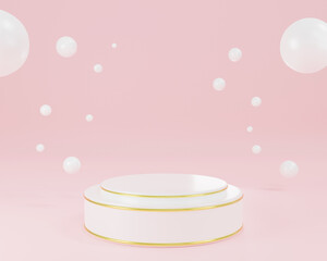 White podium 3D round pillar stand platform scene minimal
