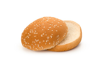Hamburger bread on isolated white background