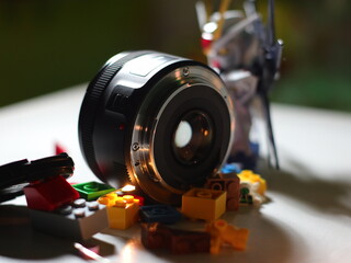 Obraz na płótnie Canvas Close up of a 50mm prime lens