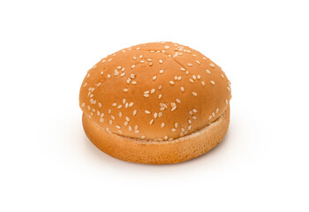 Hamburger bread on isolated white background