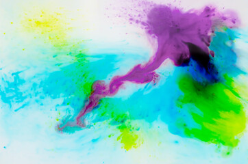Purple, Blue, Green, yellow and white abstract art background. A