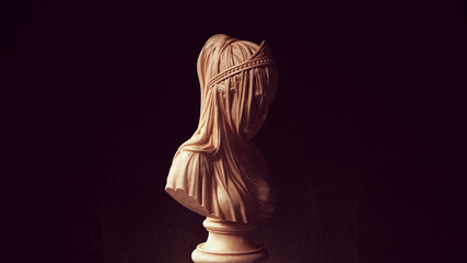 Drapery Sculpture Art Woman Ancient Head Fabric Statue Religion Symbol 3d illustration render © paul
