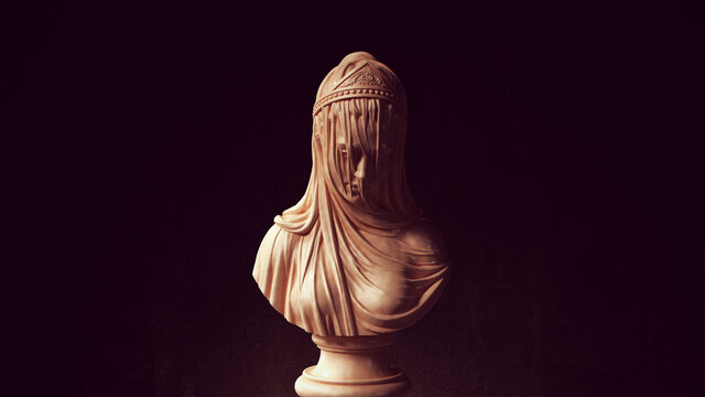 Drapery Sculpture Art Woman Ancient Head Fabric Statue Religion Symbol 3d illustration render