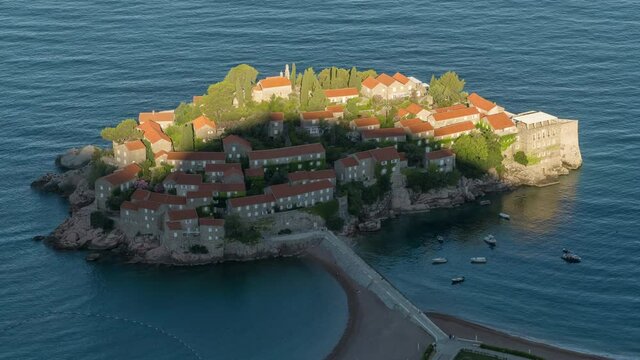 Time Lapse with Sveti Stefan island in Budva, Montenegro