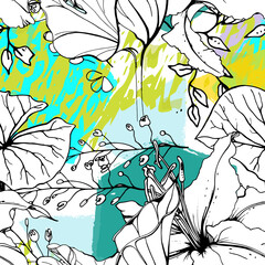 Fototapeta premium Floral Geometric Print Tropical Jungle Leaf Brush