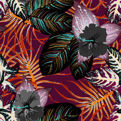 Tropical Leaf. Modern Motif. Jungle Print. Summer