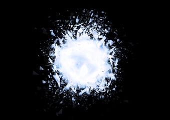 爆発する青い光の球体のイラスト