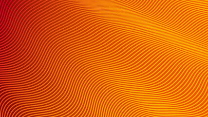Vector illustration of wavy lines. Red and yellow gradient.