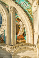 The image of the Archangel Gabriel on the facade of the St. Nicholas Naval Cathedral in Kronstadt