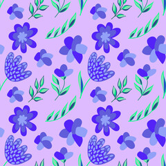 Fototapeta na wymiar seamless pattern with purple flowers