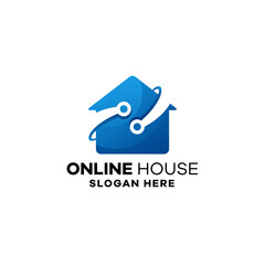 Online House Gradient Logo Template