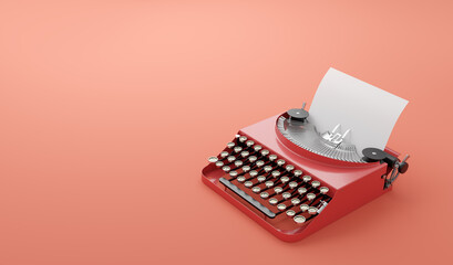 Retro vintage typewriter in single color style