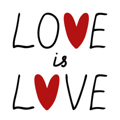 Love lettering with red heart.Vector illustration. Poster, card, background.