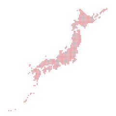 Fototapeta na wymiar 十字模様でできた日本地図　赤