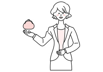 お財布を手に持つ女性