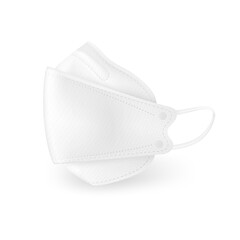 Medical mask kf94 side view, new design, 3D design, excellent protection against viruses, dust and odors. Realistic file. - obrazy, fototapety, plakaty