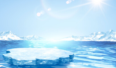 3d ice podium scene for icy product