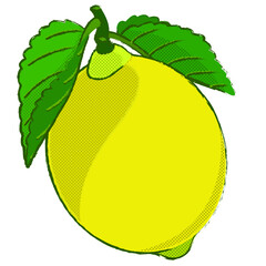 Juicy yellow lemon with a green leaf. Ripe fruit. 