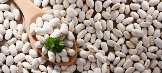 Composition with dried beans on the table