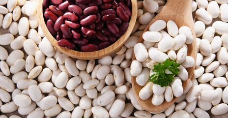 Composition with dried beans on the table
