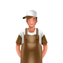 Small Business Owner Young Man wearing apron.