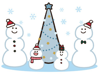 クリスマスツリーと雪だるま