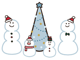 クリスマスツリーと雪だるま