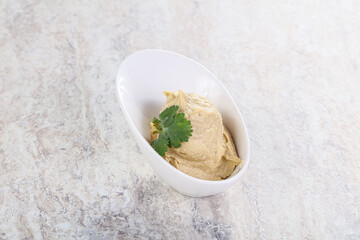 Traditional Jewish Hummus with olive oil