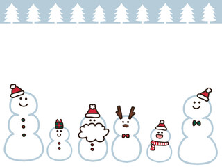 クリスマスの雪だるまのフレーム背景