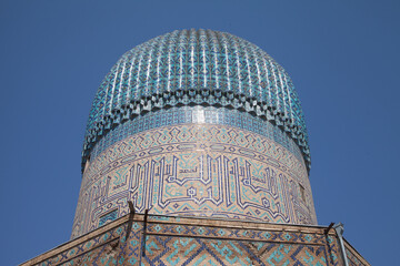 Dome in the Gur Emir mausoleum in Samarkand in Uzbekistan. 29.04.2021