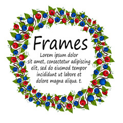 Vector circular pattern. Frame for text. Round frame with berries. Circular ornament. Form for text
